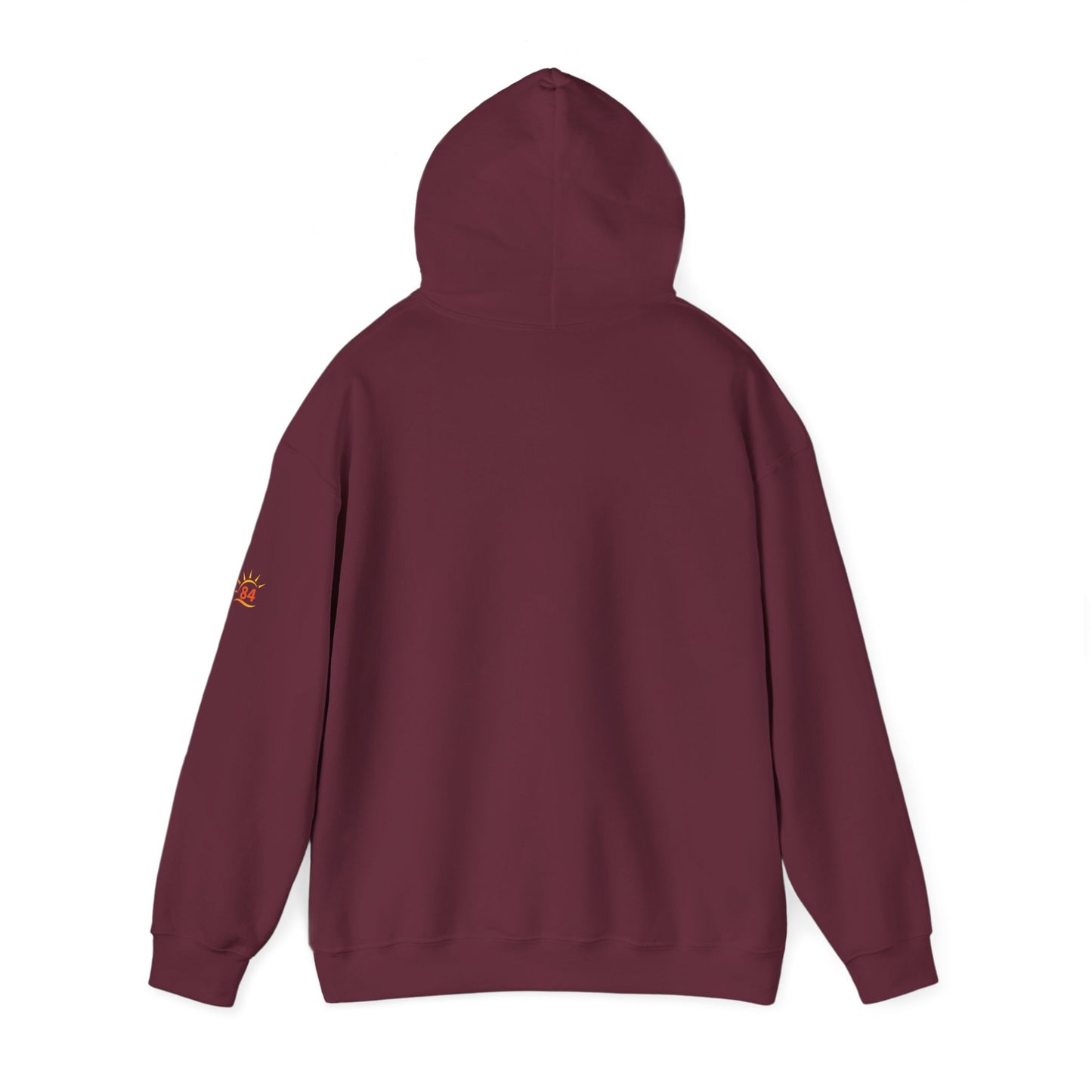 A maroon red Ethiopia Addis Ababa hoodie with coordinates text and graphics
