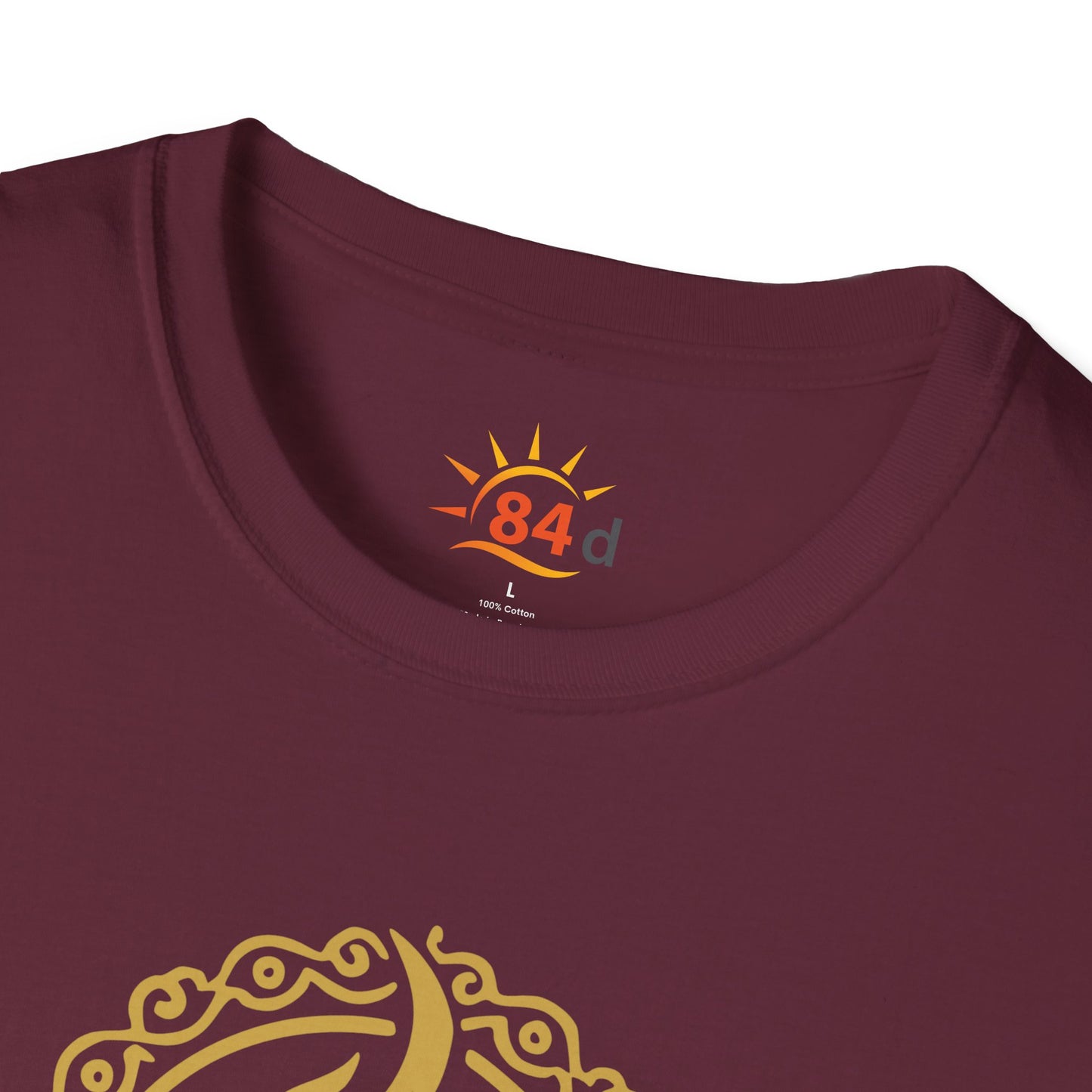 A folded maroon Ethiopian Buna graphic print t-shirt