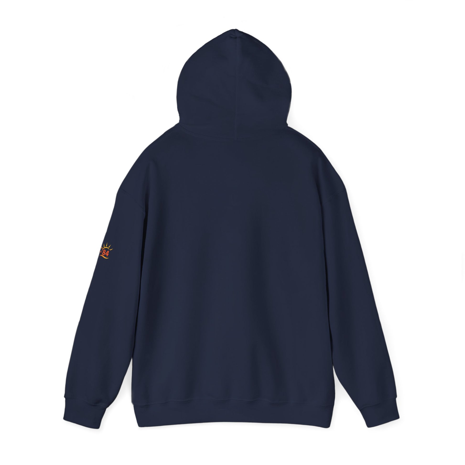 A navy blue hoodie with a lion logo and Addis Ababa, Ethiopia coordinates.
