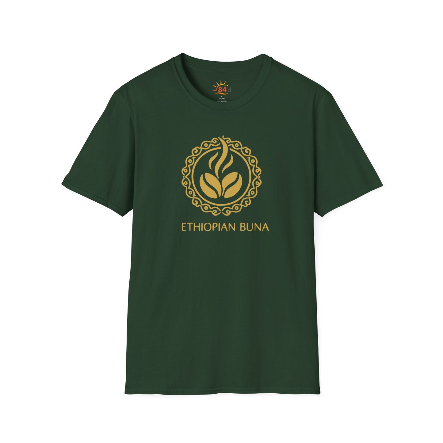 A forest green Ethiopian Buna graphic print t-shirt