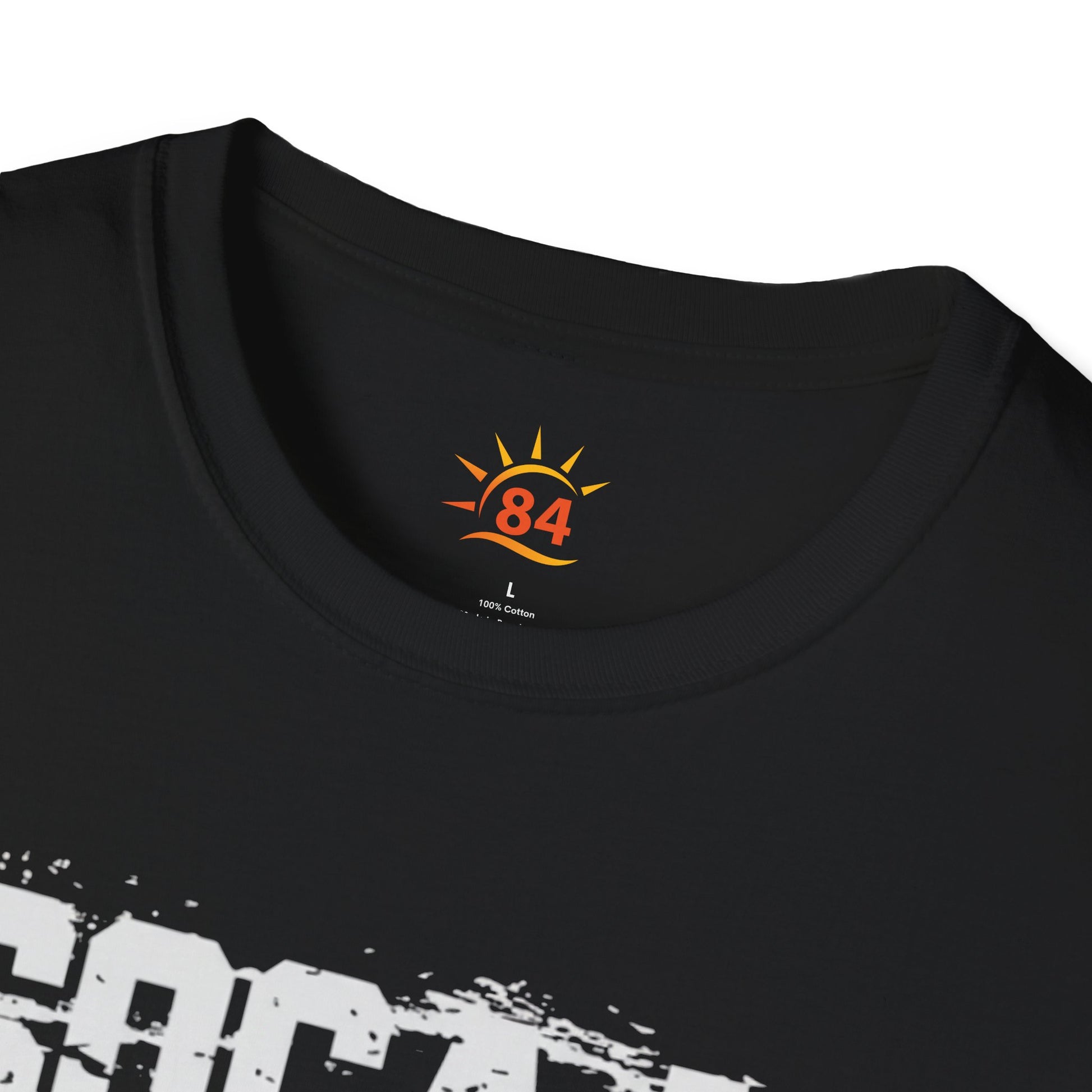 A folded black 'Soca is Energy Music' t-shirt.