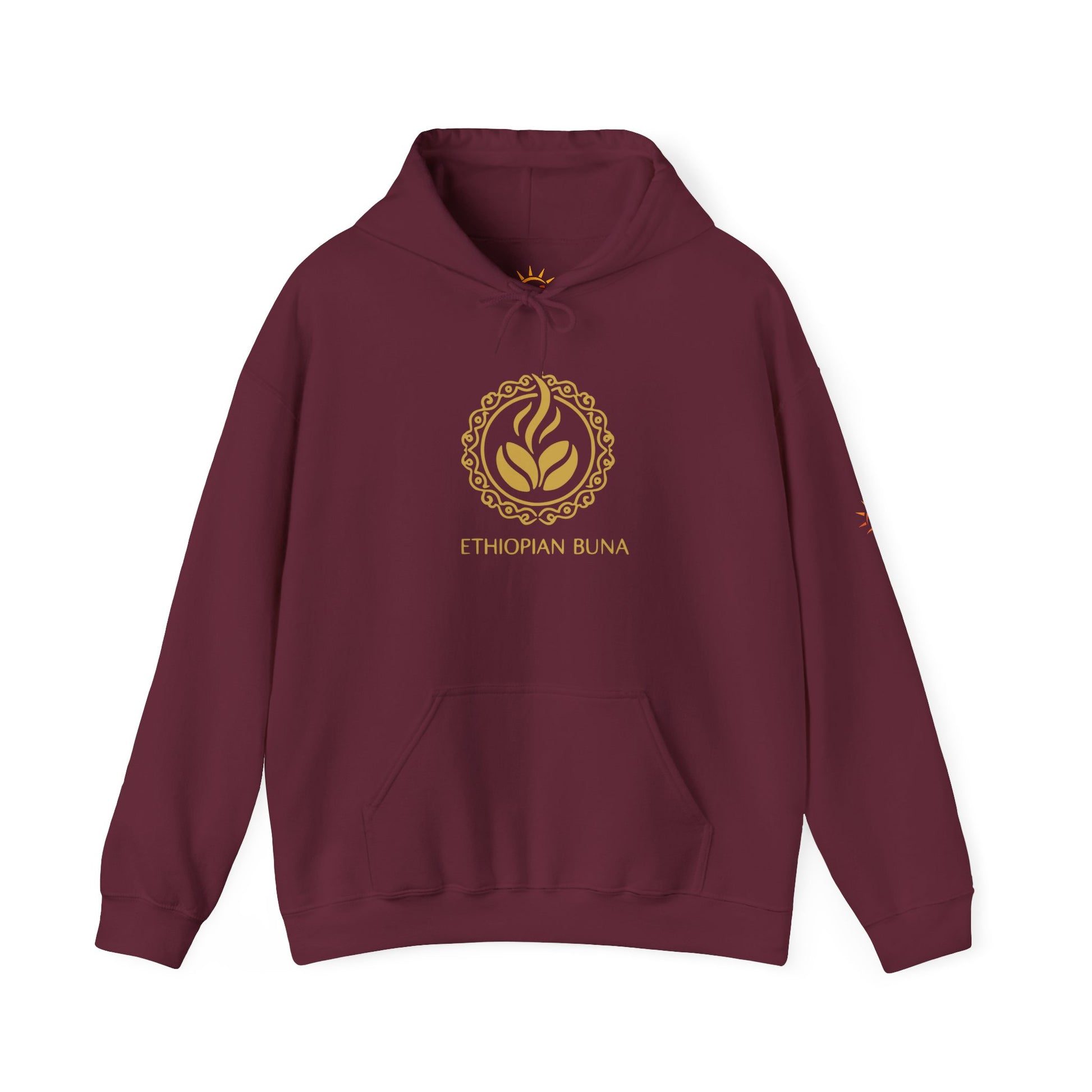 A maroon Ethiopian Buna graphic print hoodie 