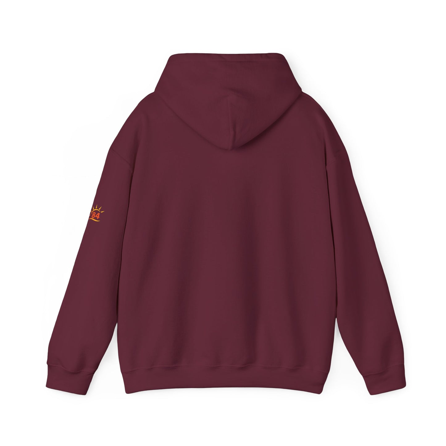 A maroon red Ethiopia Addis Ababa hoodie with coordinates text and graphics