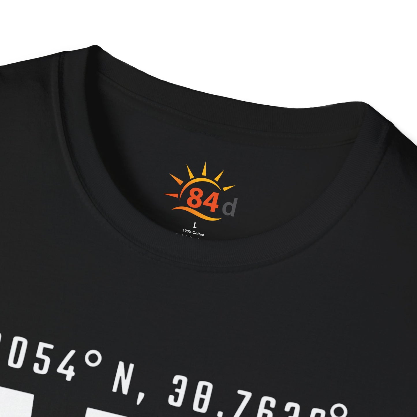 A folded black t-shirt with Addis Ababa, Ethiopia, ADD Airport code and coordinates.