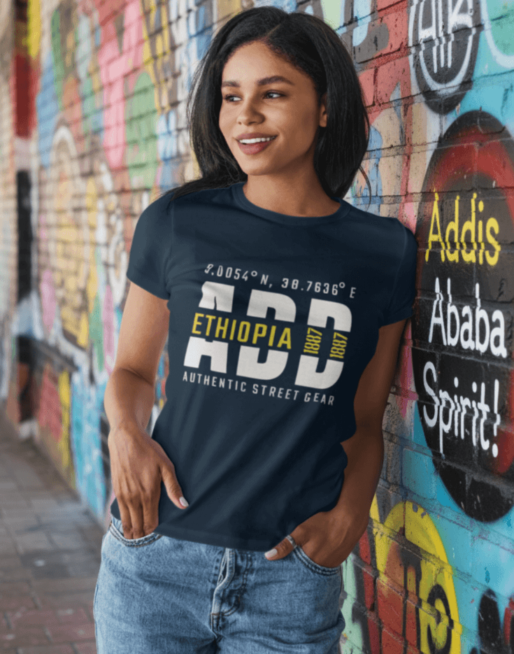 Ethiopia | Africa | Addis Ababa | Bole ADD Airport Code | Graphic | Short Sleeve T-Shirt | Womens
