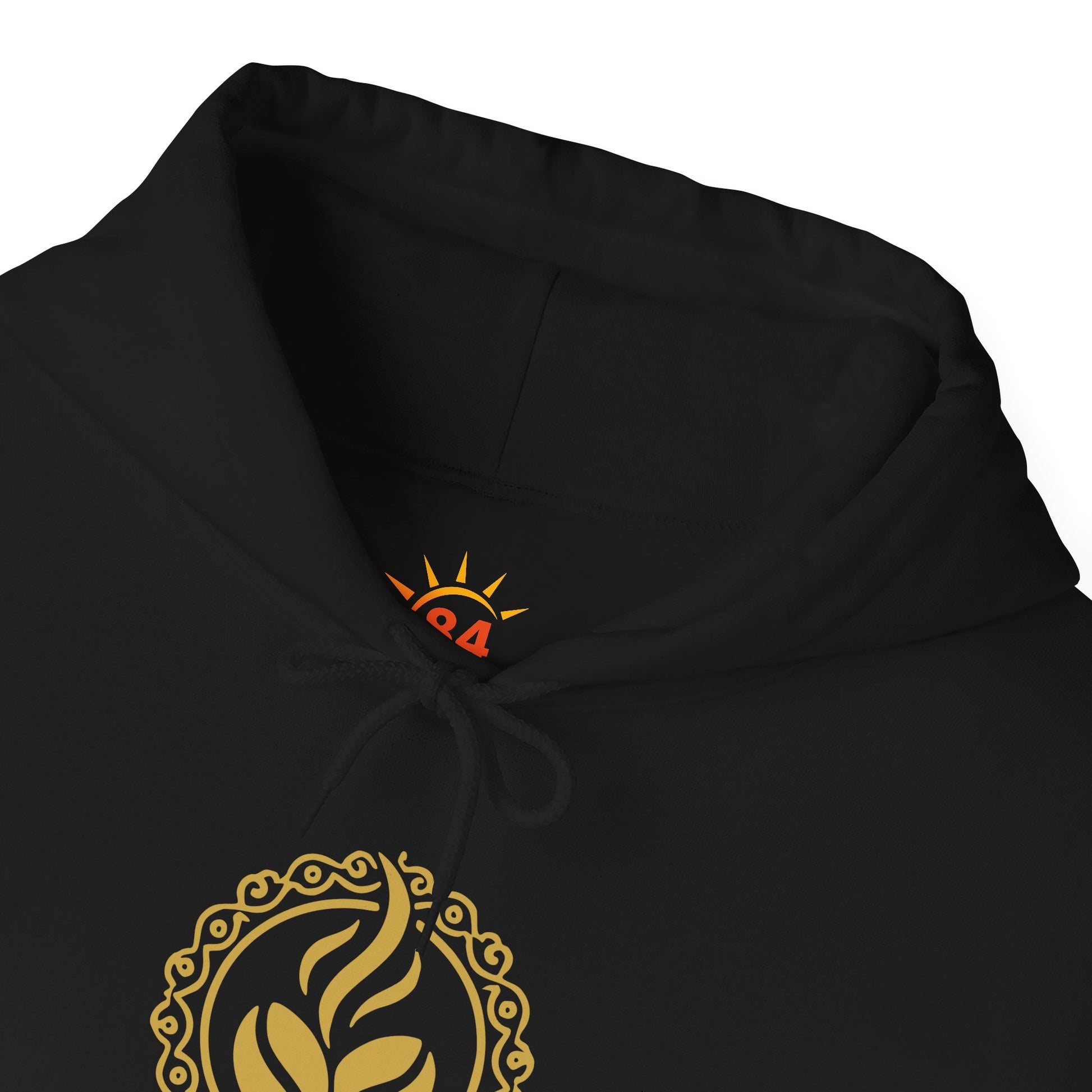 A folded black Ethiopian Buna graphic print hoodie