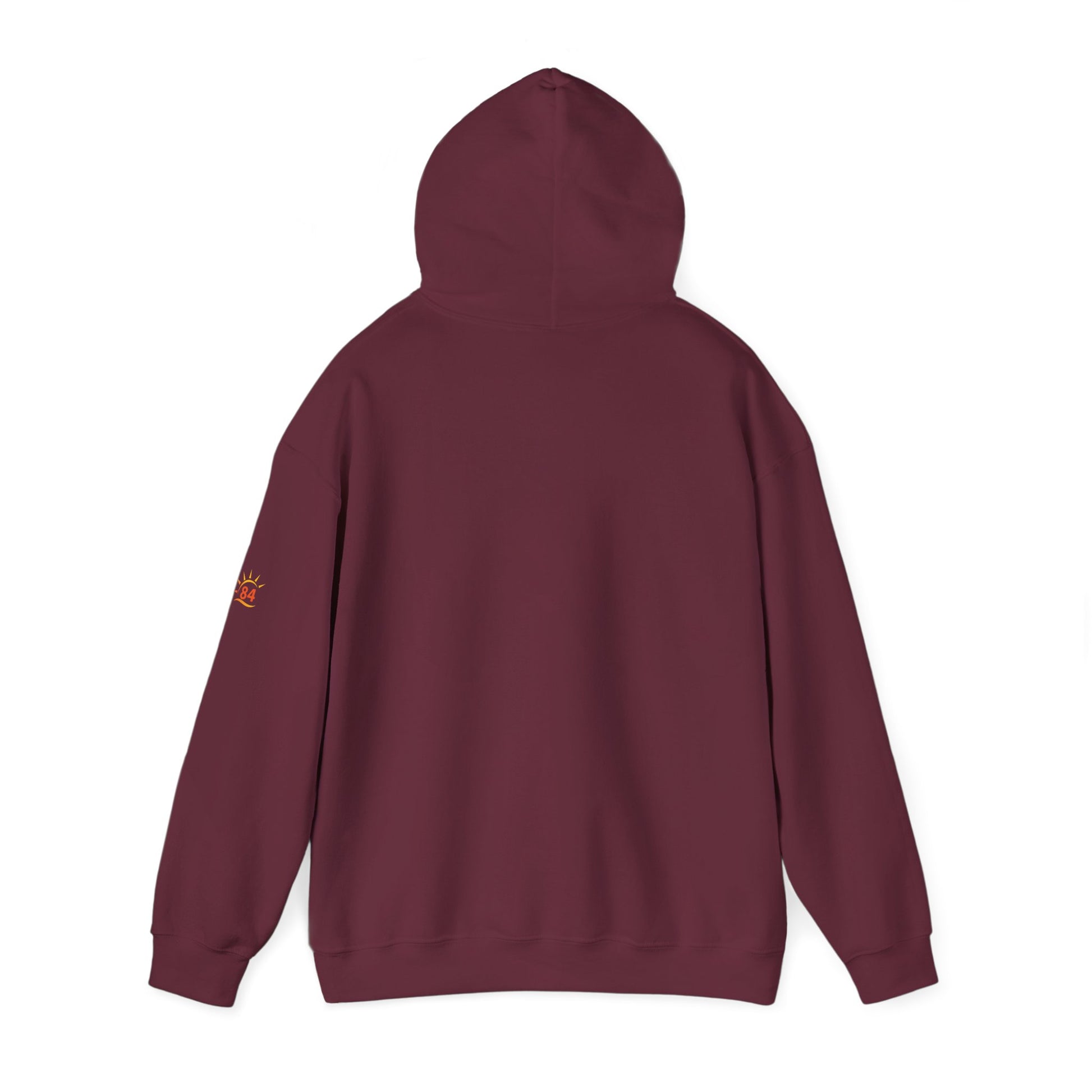 A maroon red Ethiopia Addis Ababa hoodie with coordinates text and graphics