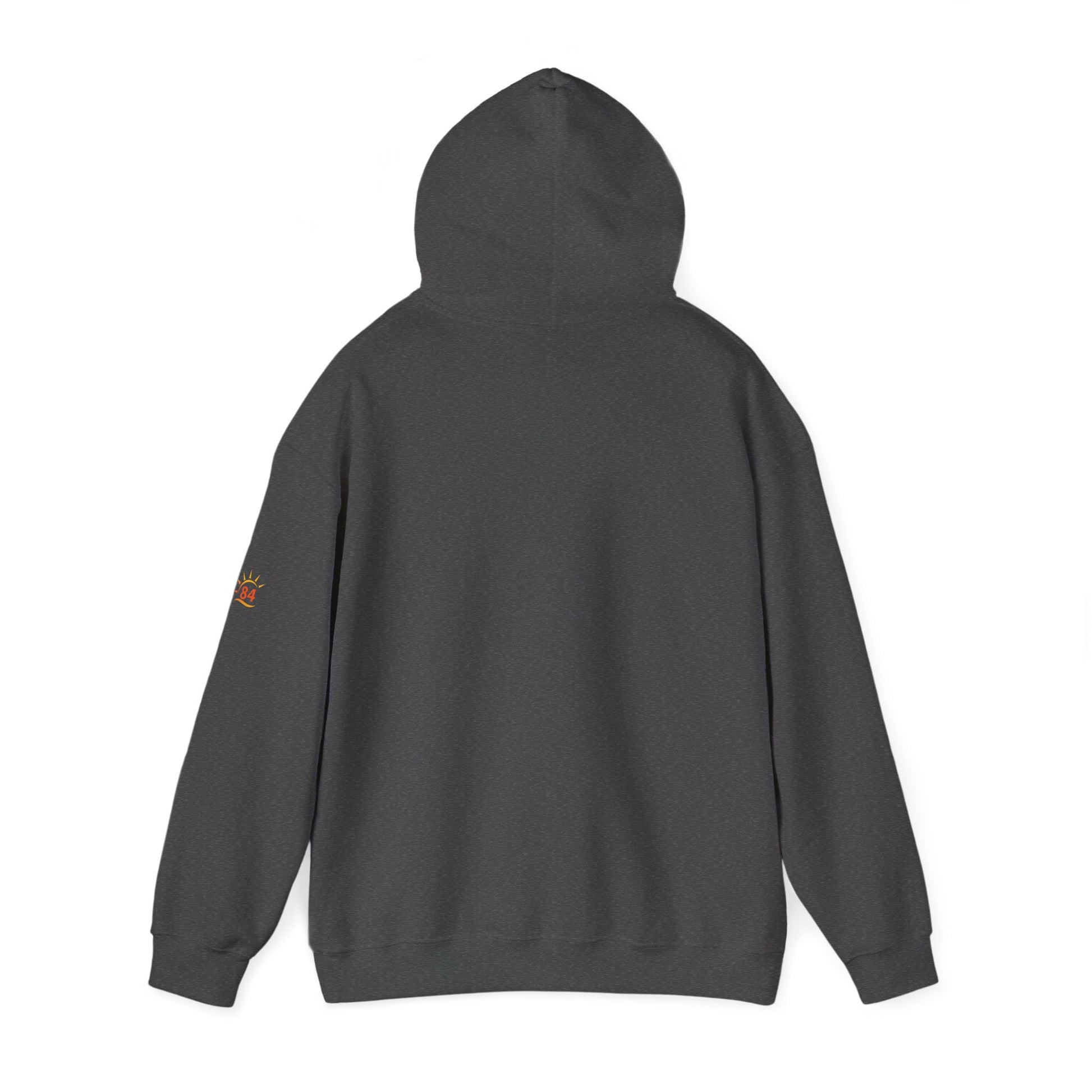A dark heather gray Ethiopia Addis Ababa hoodie with coordinates text and graphics