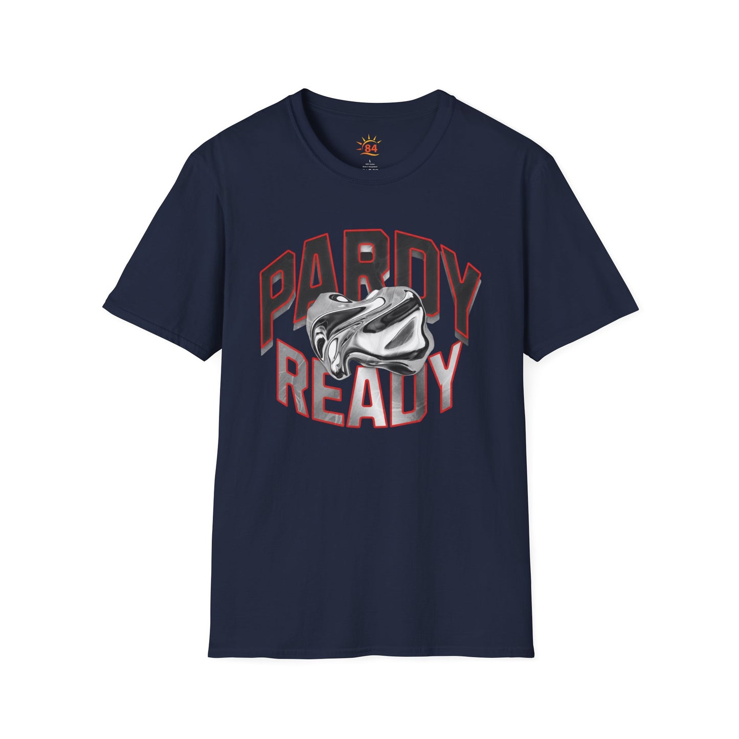 A navy blue carnival t-shirt with 'Pardy Ready' graphic